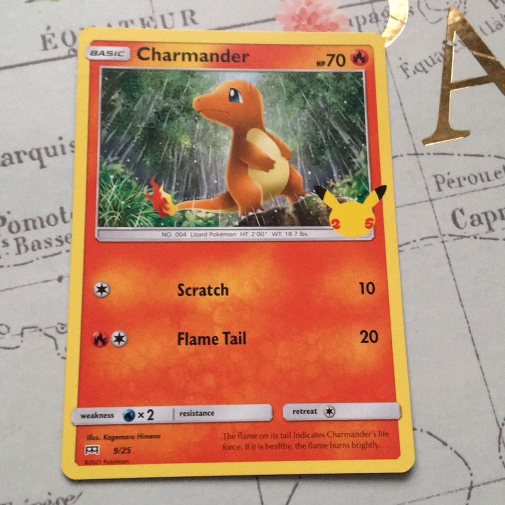 Non holographic Charmander Pokémon card.